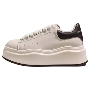 真皮厚底8CM小白鞋女2026春夏新款百搭休闲透气运动鞋小个子增高