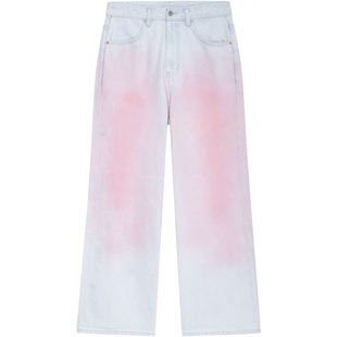 Juicy Couture橘滋牛仔裤女渐变喷印直筒休闲长裤