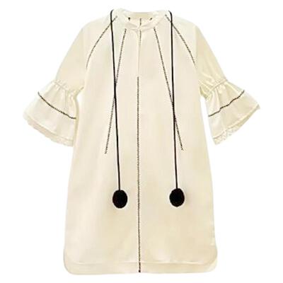 喇叭袖V领连衣裙女时尚减龄A字裙