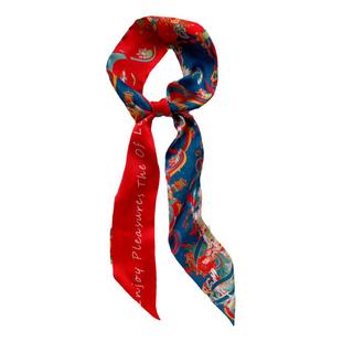 敦煌小丝巾女缎面蝴蝶结飘带红色丝带长条发带古风头饰百搭民族风