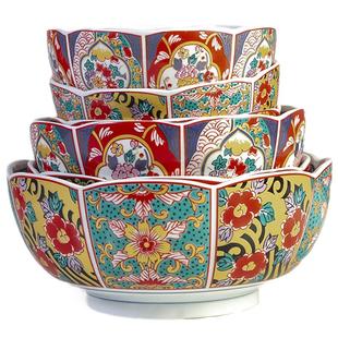 日式和风餐具陶瓷碗满香堂釉下彩烤花饭碗面碗汤碗家用伊万里汤碗