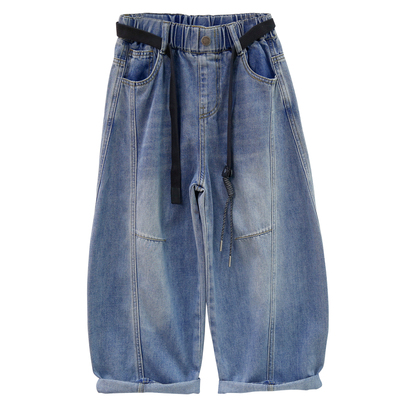 啦芙莱儿童阔腿牛仔裤子弯刀长裤