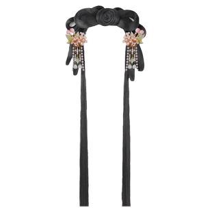 儿童汉服假发包头饰古装一体式带发夹发箍发髻女童蝴蝶结发饰发包