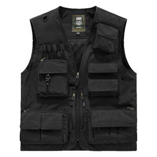 大码多口袋马甲定制印logo摄影导演剧组影楼旅游钓鱼工作服背心男