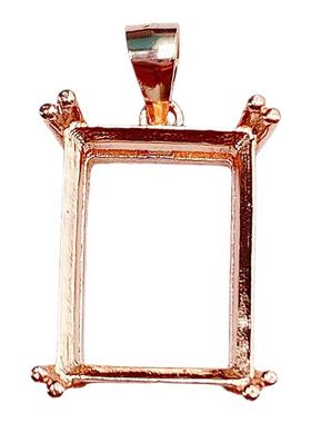 简单长方宝石女纯银项链吊坠空托