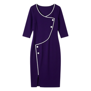 Female deep V-neck front slit pencil skirt 深V领前开叉铅笔裙