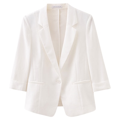 水云间女式天丝亚麻七分袖西装