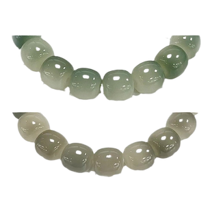 渐变白玉菩提根手串女绕指柔文玩菩提子佛珠原籽绿阴皮男盘玩手链