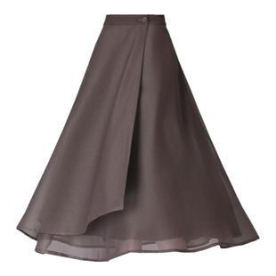 2024夏季新款不规则半身纱裙时尚双面穿别致设计感一片式a字裙子