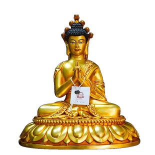 闯隆室内桌面工艺装饰品《龙树菩萨》铜像《龙尊王佛》铜鎏金摆件