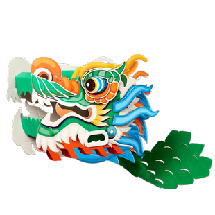 新年马年手工diy国潮舞龙头儿童制作材料幼儿园赛龙舟船旱地道具