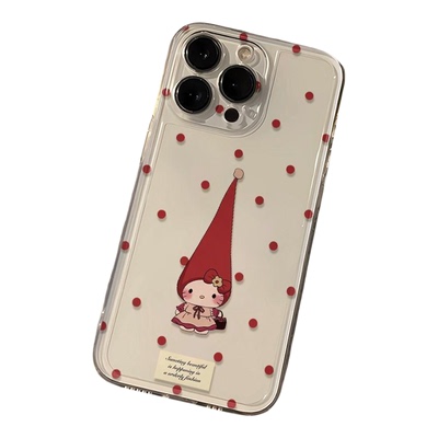 红波点尖帽凯蒂适用苹果16手机壳iphone15promax套14131211华为nova14荣耀新款oppo日韩小米iqoo红米vivos20