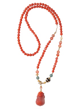 新中式国风南红貔貅吊坠项链南红玛瑙手串女款小红薯同款原创设计