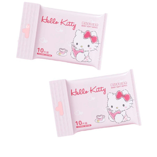 凯蒂猫宝宝婴幼儿迷你小包湿巾手口清洁柔软亲肤高含水量便捷袋装