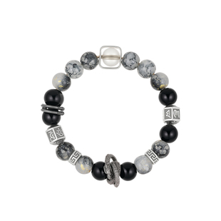 深墨盘龙手链男生新中式复古串珠手串男士手环女手镯手饰轻奢配饰