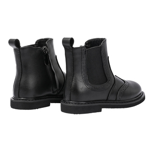 奥康童鞋女童靴子2025新款冬季真皮中大童马丁靴加绒女孩黑色皮靴