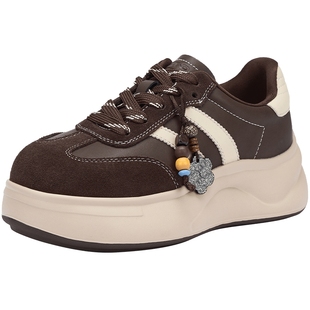 热风厚底小白鞋女2025年冬季新款百搭增高德训鞋轻便休闲鞋女鞋子