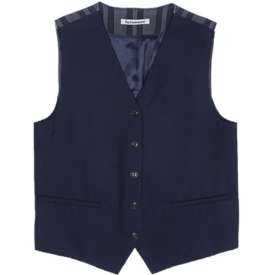 fafamoon设计师品牌夏季藏青色V领西装马甲轻盈舒适马夹