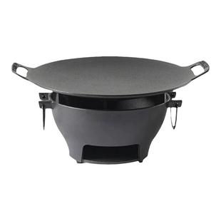 小幸福凹面鏊子家用烧烤盘韩式户外露营不粘锅铁板烧卡式炉烤肉盘