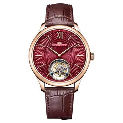 海鸥表高级商务同轴无卡度硅游丝防磁陀飞轮手动机械手表男士8841