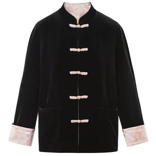 LANCY/朗姿2024冬新款新中式提花丝绒盘扣中国风外套高级感上衣女