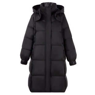 秋水伊人蓬松平纹连帽羽绒服2025年冬季新款H型分割显瘦保暖外套