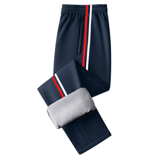 小学生校服裤子加厚绒初中生藏青色校裤加厚二条杠藏蓝色一道杠冬