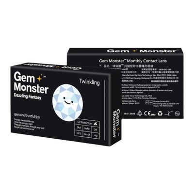 明基Gem Monster琦洛丽硅水凝胶隐形眼镜月抛盒2片近视透明高光度