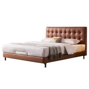 真皮主卧大床轻奢现代简约高级感婚床小户型齐边床薄床头皮床23