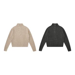 TreesBasic邓肯风粗纺羊毛半拉链毛衣(16%澳洲羊毛)男2025冬新品