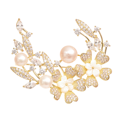 A花前月下精美珍珠胸针女设计感