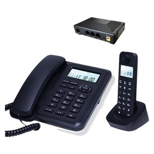 IP无绳电话子母机 数字扩频办公家用座机SIP保密通话 来电显示号码 闹钟 背光液晶屏 内部通话 黑色白色手柄