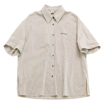 轻柔100棉刺绣两色廓版短袖衬衫