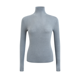 【超薄无缝精纺扬子纱全羊毛衫】紧身针织打底上衣女高领微透毛衣