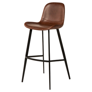 真皮吧台椅子高脚凳轻奢高级感家用岛台高餐椅吧台凳意式极简吧椅