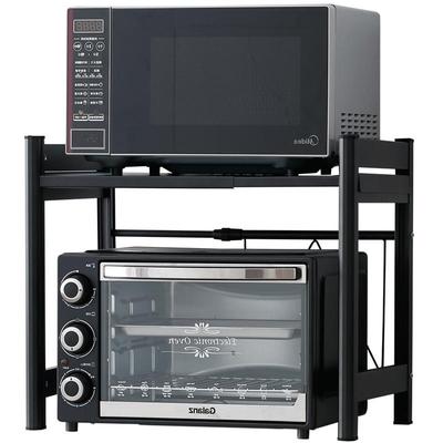 桌面双层伸缩烤箱一体厨房置物架