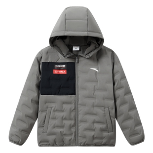 管道防钻绒羽绒服安踏儿童加厚羽绒服2026冬季连帽羽绒棉袄外套男