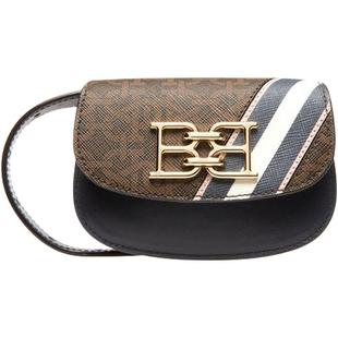 【自营】Bally/巴利精选女士时尚复古棕色老花LOGO迷你新月包送礼