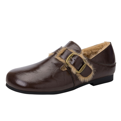 达芙妮平底加绒勃肯鞋女毛毛单鞋