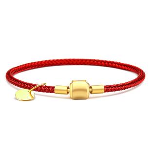 3mm转运珠手绳防水不锈钢3D硬金黄金编织皮绳生肖马刻字红绳手链