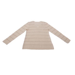 依麦融绒 100纯羊绒加丝彩条V领套衫