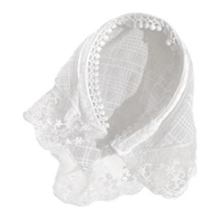 白色蕾丝发箍头巾一体法式三角巾包头发饰方巾帽田园风海边头饰女