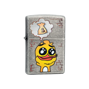 zippo打火机赚钱鸭仿古银卡通风个性化复古防风煤油火机送对象
