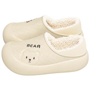 防水棉拖鞋女款冬季2025新款家居室内情侣厚底加绒保暖包跟棉鞋男