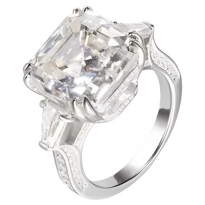 VISING莫桑钻石10克拉阿斯切大方糖钻戒霸气戒指