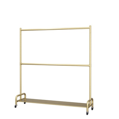 双层落地式网红女装带轮子展示架