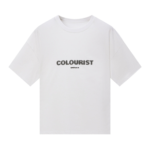 SYMOCOLOR幻影logo纯棉圆领短袖T恤国潮牌宽松百搭打底衫男女上衣