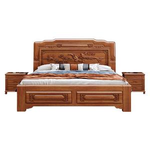 中式双人床金花梨木榫卯结构静音