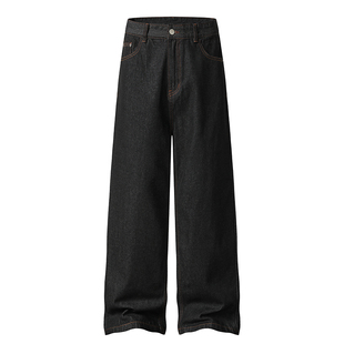 SHAPOES秋冬季加绒加厚男生美式原牛牛仔裤男士直筒宽松加长长裤