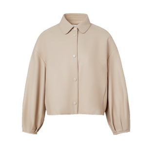 ELSEWHERE珂思商场同款时尚立领灯笼袖休闲皮衣外套2026春季新款